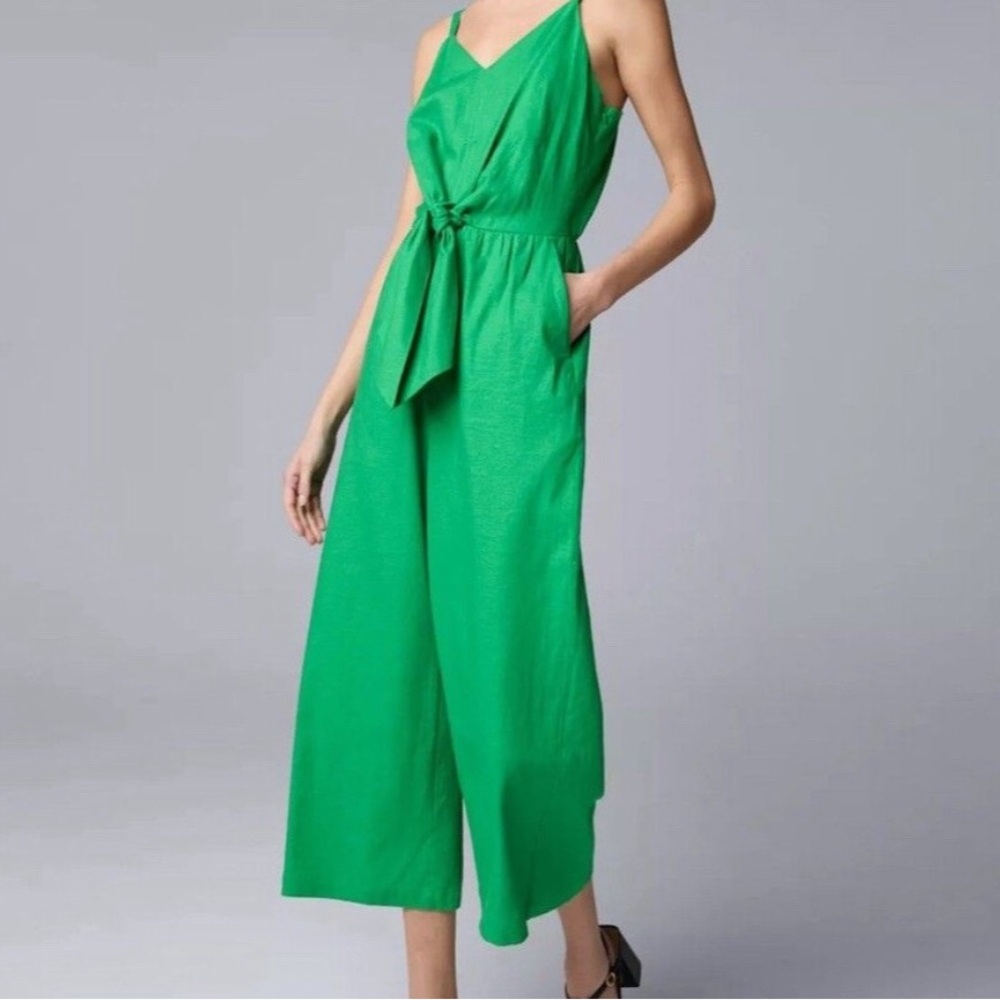 Simply Vera Vera Wang Vibrant Green Tie-Front Jumpsuit